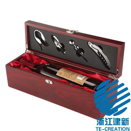 TC-BP05  wood wine (MDF)box with 4-pcs wine accessories