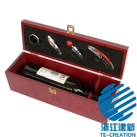 TC-BP24  wood wine (MDF)box with 4-pcs wine accessories