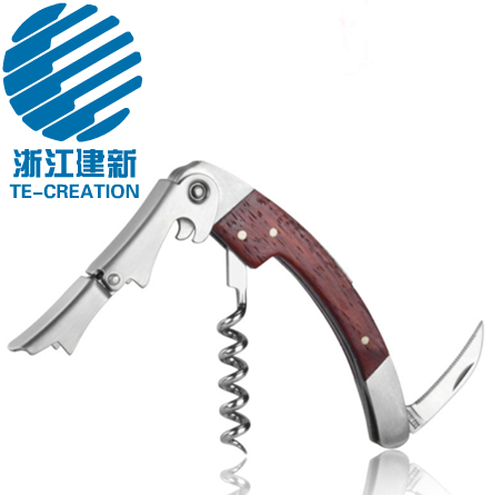 TC-C192 Double Hinged ,Wood handle  Waiters Corkscrew