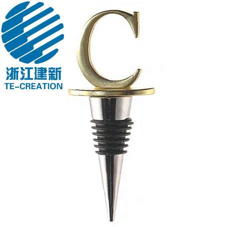 TC-S517  Customized personalized wine stopper letters stainless steel wine stopper