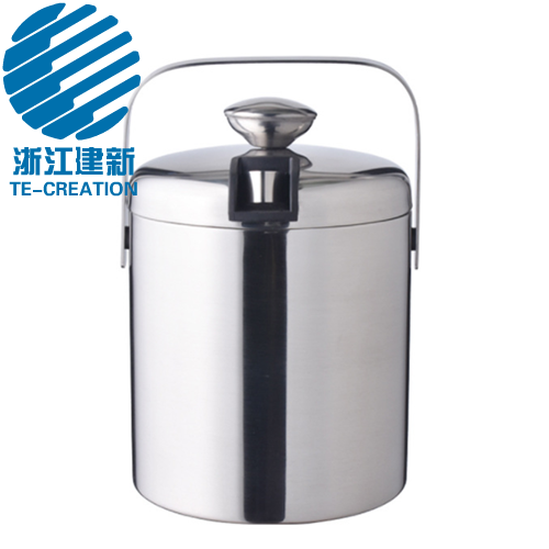 TCO-T19-1        promotional 1.3L double wall stainless steel beer buckets barrel ice cooler with tongs