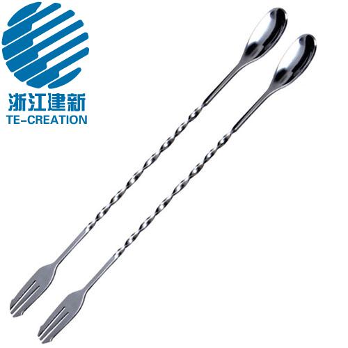 TCO-B7-1    mixing spoon stainless steel professional cocktail bar spoon with fork